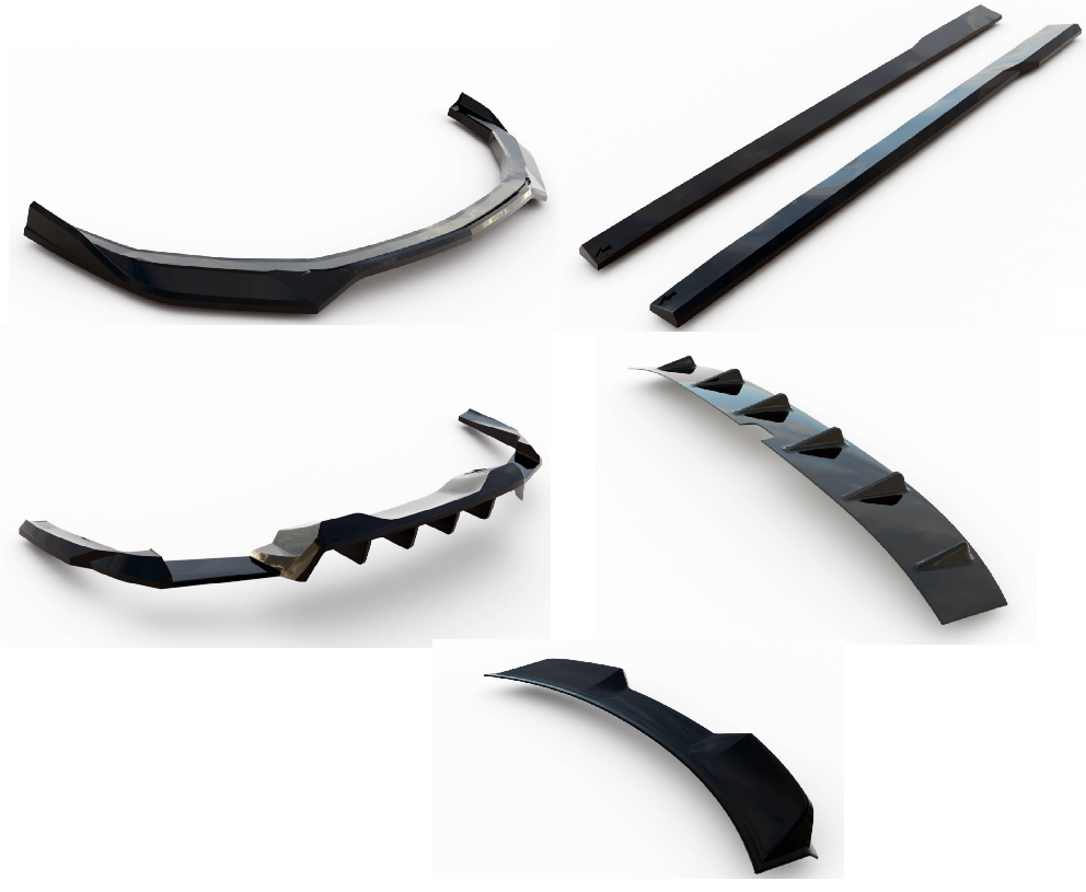 SPLITTER SUITABLE FOR VW GOLF 8 GTI GTD RLINE LOOK GLOSSY BLACK SPORTY DESIGN