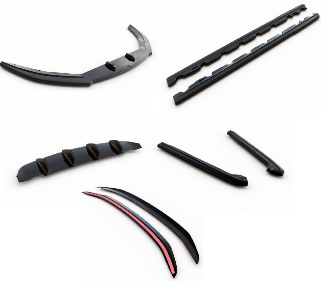 SPLITTER SUITABLE FOR VW GOLF 8 GTI GTD RLINE LOOK GLOSSY BLACK SPORTY DESIGN
