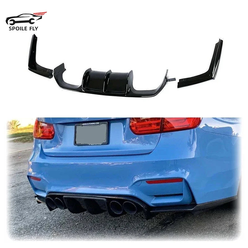 3x dal 2013 al 2018 Per BMW Serie 3 F30 Dedicato M3 Stile Paraurti Posteriore Labbro Led Luce Freno Diffusore Nero Lucido di Look