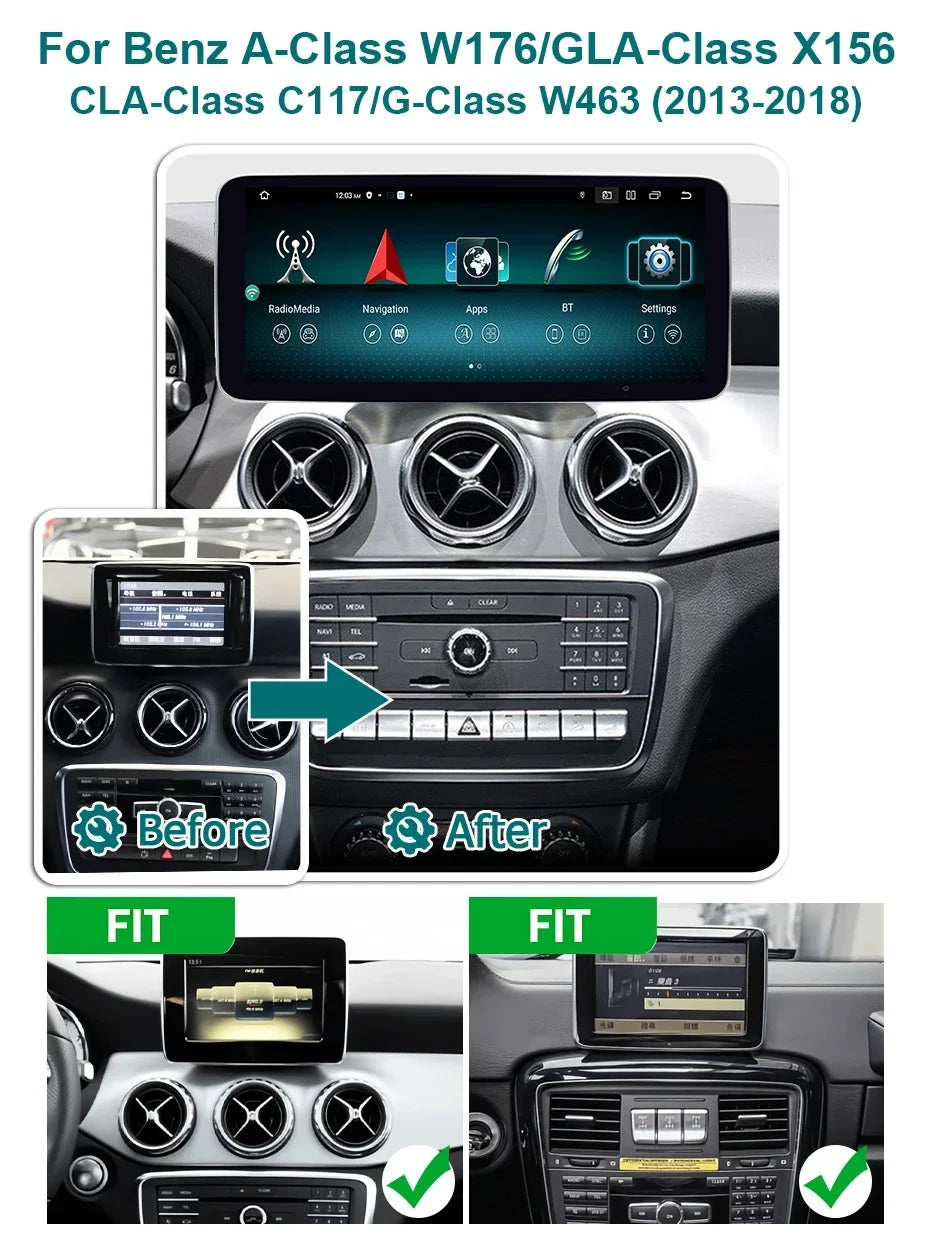 💫ART.4875 CarPlay Wireless da 12,5” Android 14 per M.BENZ Classe A GLA CLA++ 💫