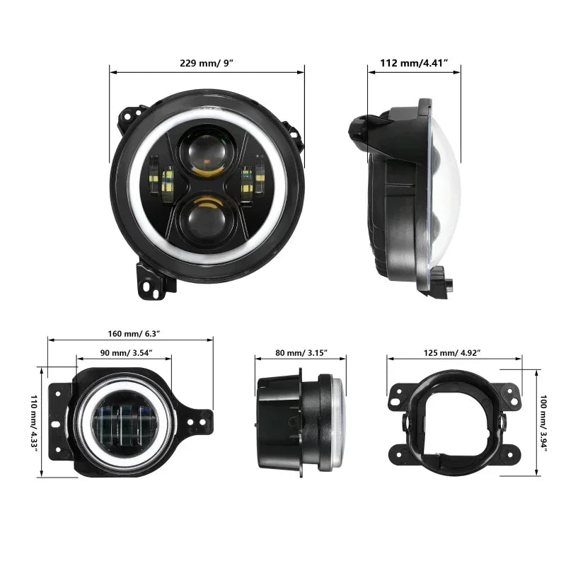 💫ART.5134 Fari Anteriori e Fendinebbia RGB LED per Jeep Wrangler 2018-2024💫
