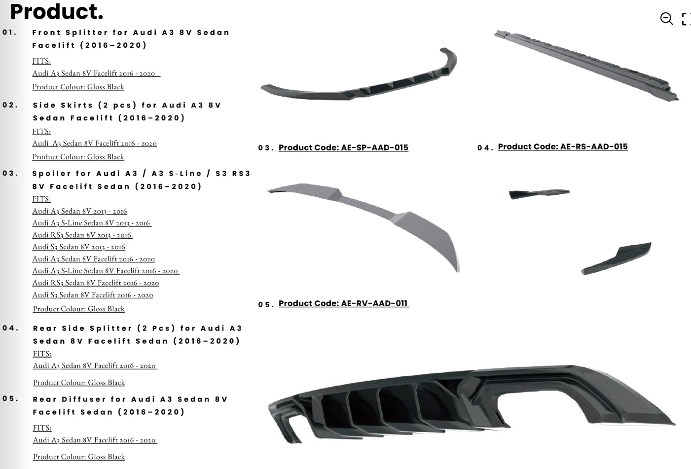 💫BODYKIT PER AUDI A3 8V FACELIFT SEDAN (2016–2020) 💫