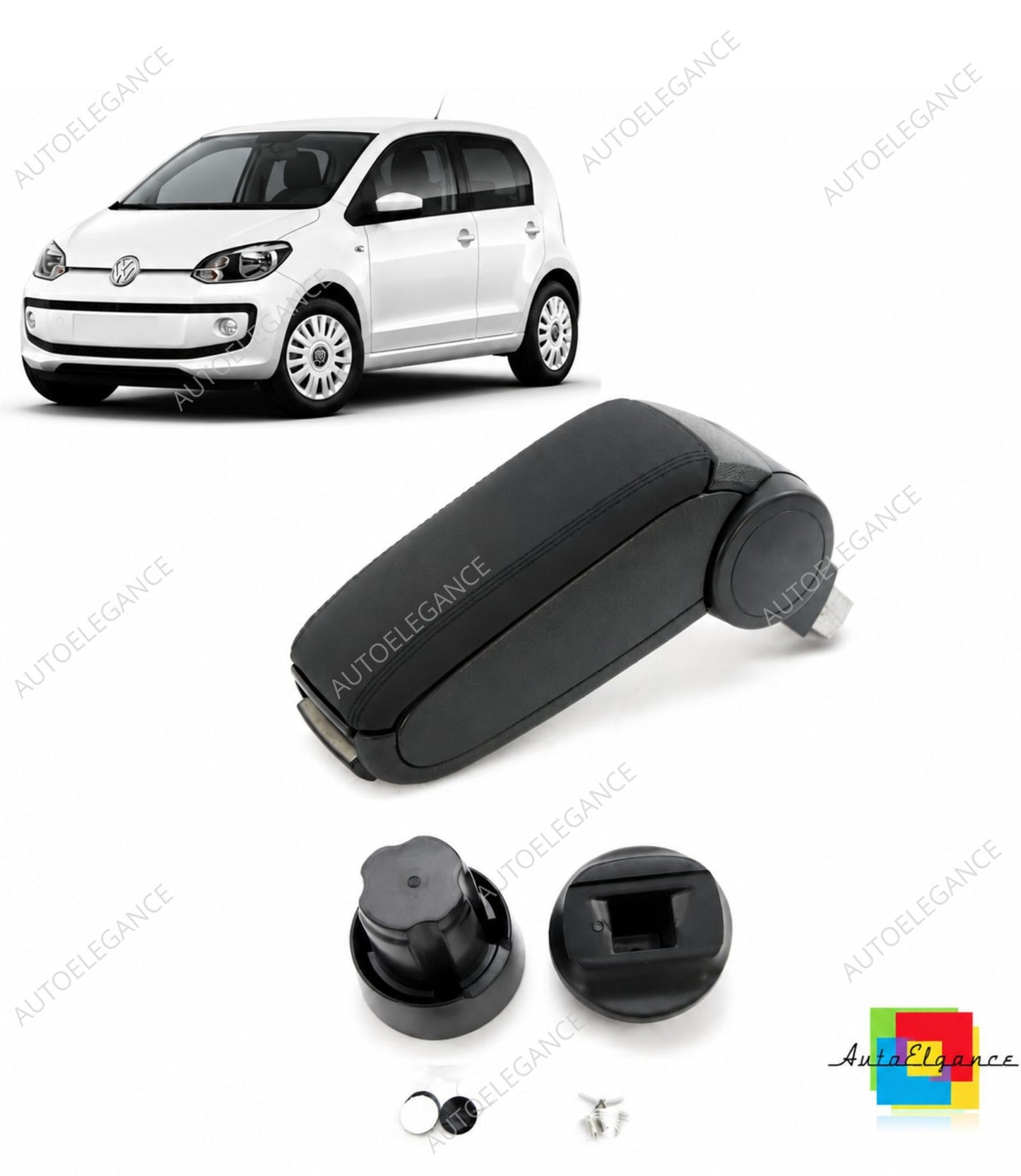 👉Bracciolo con vano portaoggetti in pelle PU nera adatto per VW UP! 2011-2023👈