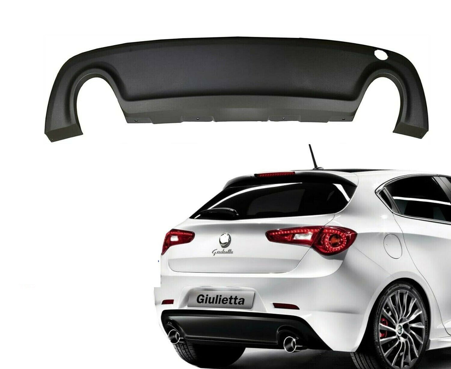 DAM BLACK REAR SPOILER WITH DOUBLE EXHAUST FOR ALFA ROMEO GIULIETTA 2010>