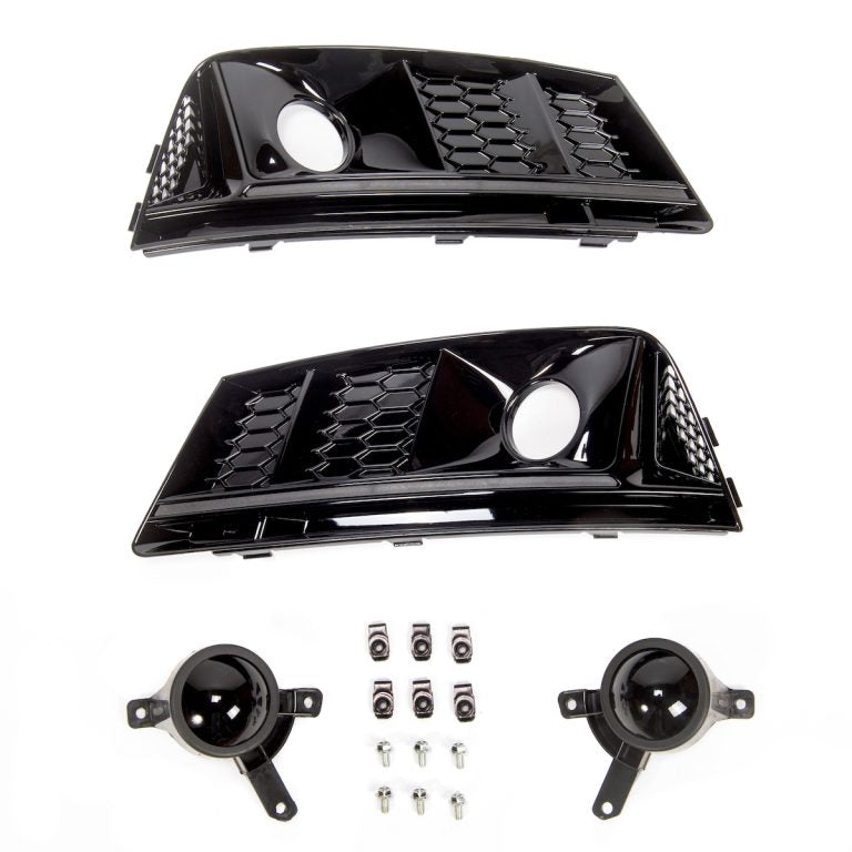 ART.3595 Set copri fendinebbia sportivi RS4 Audi A4 B9 8W 15-19 nero lucido