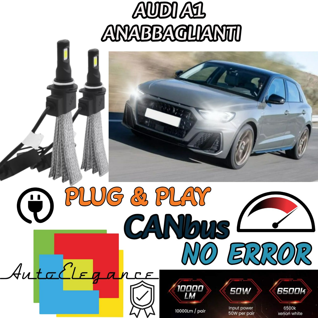 AUDI A1 GB H7 6000K WHITE 6400 LUMEN XENON LED KIT XENON NO ERROR LOW BEAM