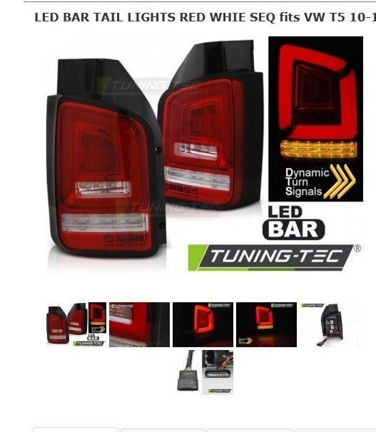 VW T5 TRANSPORTER BUS 2009-2015 LED DAYTIME REAR LIGHTS DYNAMIC INDICATOR