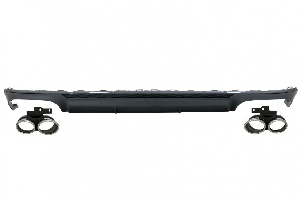 Rear Bumper Diffuser Valance with Exhaust Tips Suitable for Audi A6 C8 4K Avant Sedan (2018-up) S6 Design Matt Black