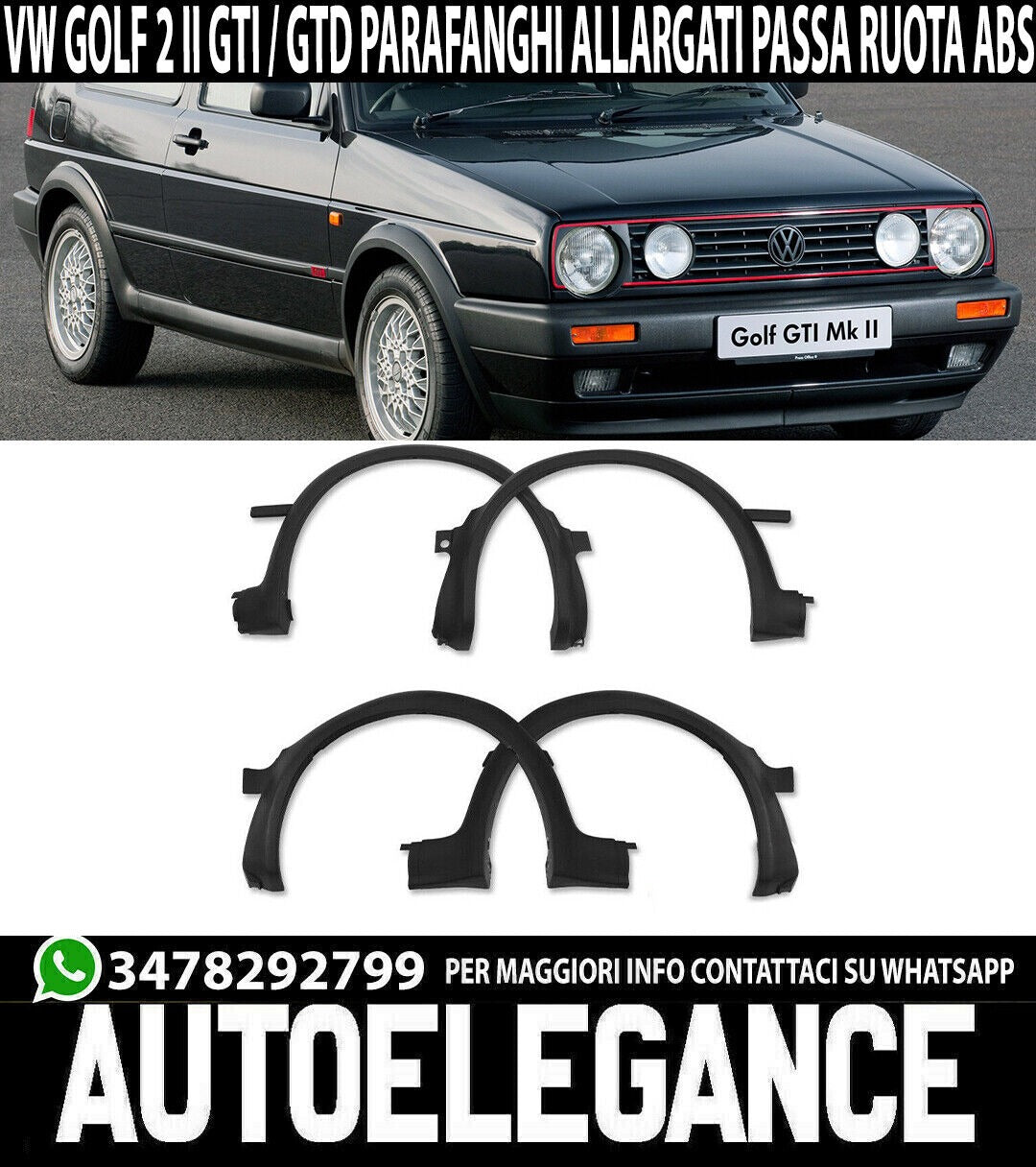 PASSA RUOTA VW GOLF 2 GTI GTD PARAFANGHI ALLARGATI LOOK SPORTIVO ABS