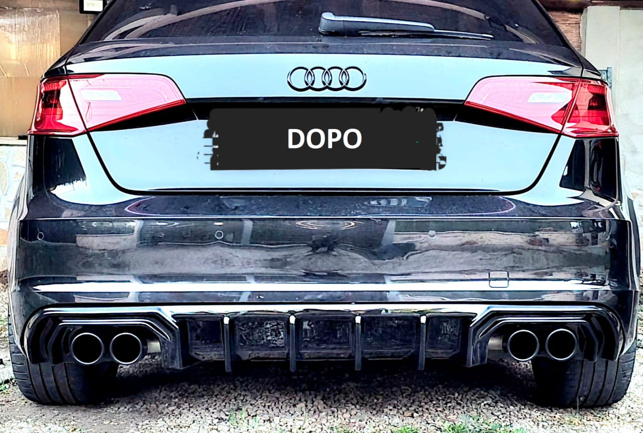 πART.2150 DIFFUSORE AUDI A3 8V 2012-2016 SLINE S3 NERO LUCIDO 2+2π