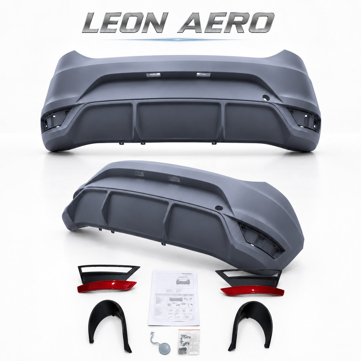 π ART. 0858 PARAURTI POSTERIORE SEAT LEON 5F 5 PORTE LOOK FR CON USCITA 1+1 π