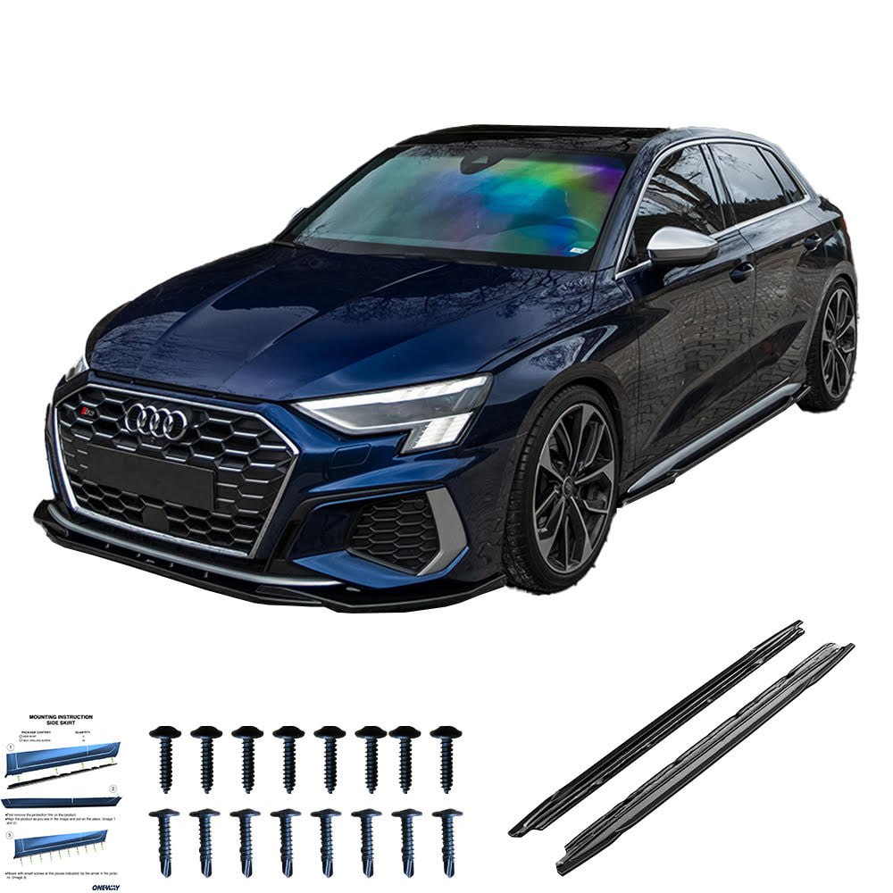 💕ART.2227 SOTTO MINIGONNE AUDI A3 8Y S3 2020-2024 NERO LUCIDO💕