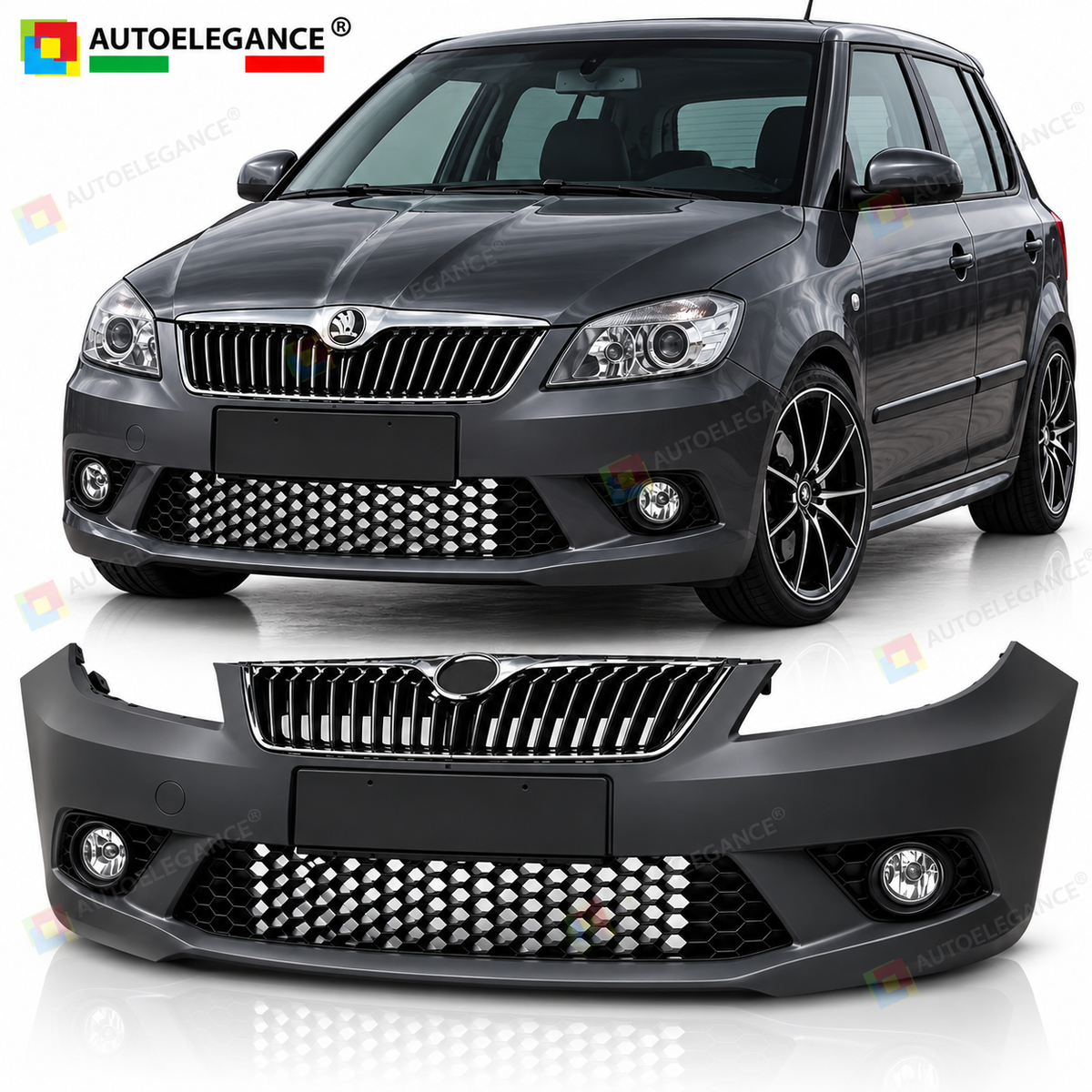PARAURTI ANTERIORE STILE SPORT ADATTO PER SKODA FABIA II 10.10-06.14