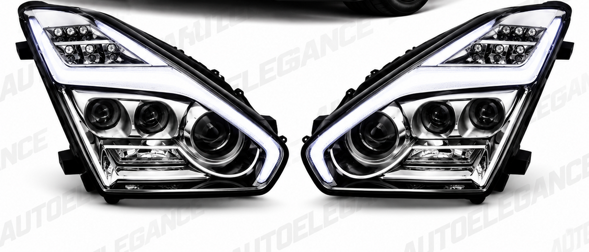 ART.11102 FARI ANTERIORI ADATTO PER NISSAN GT-R 08-11.13 LED CROMATO