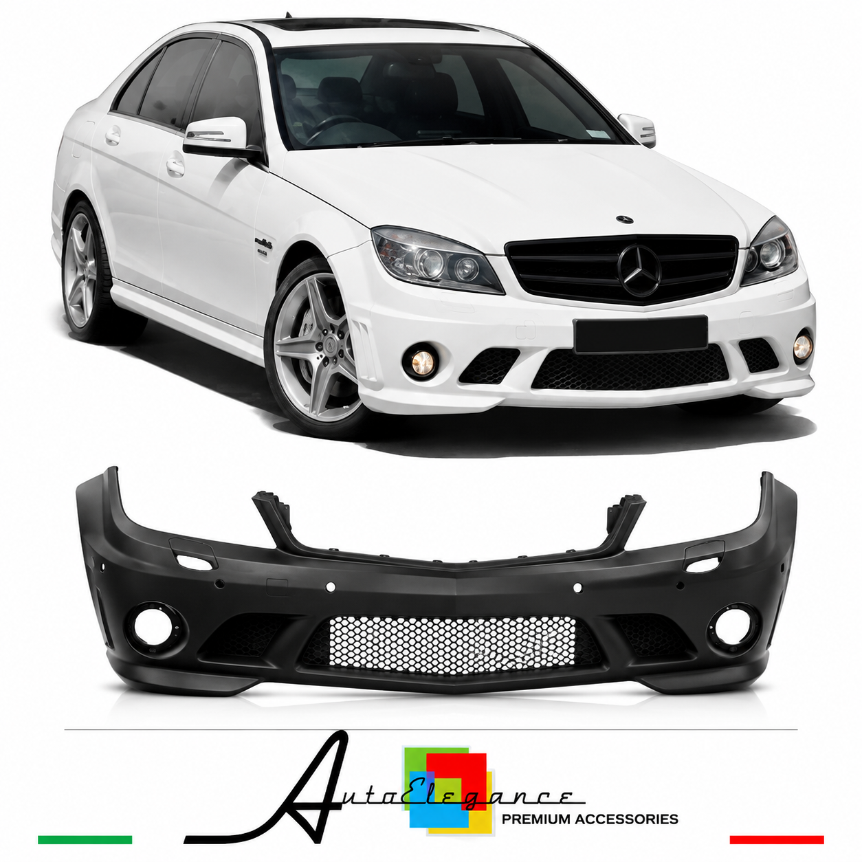PARAURTI ANTERIORE MERCEDES W204 07-11 LOOK AMG C63 PDC SRA