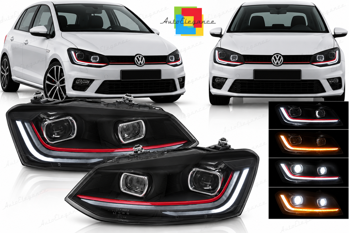 FARI LED ROSSO SEQ DRL ADATTI PER VW POLO V 6R 09-17