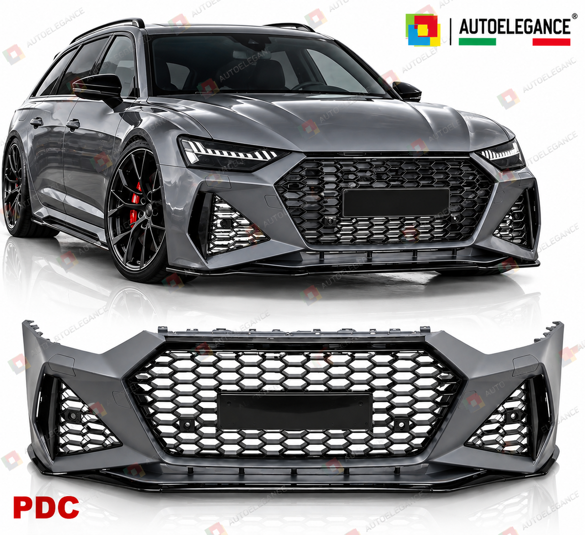 PARAURTI ANTERIORE SPORT PDC adatto per AUDI A6 C8 18-22 LOOK RS6