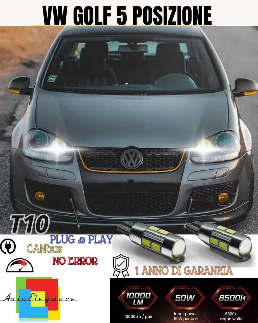 COPPIA LUCI DI POSIZIONE 5 LED ALFA ROMEO 147 MK2 CANBUS BIANCO NO - Foto 6