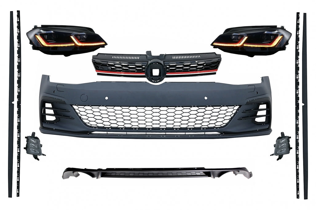 Body Kit and LED Headlights Sequential Dynamic Turning Lights suitable for VW Golf 7.5 VII Facelift (2017-up) GTI Design