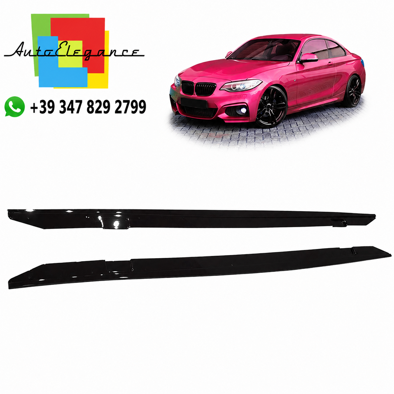 ๐Set di minigonne laterali in nero lucido adatto per BMWF21 F22 F23 2014-2021๐