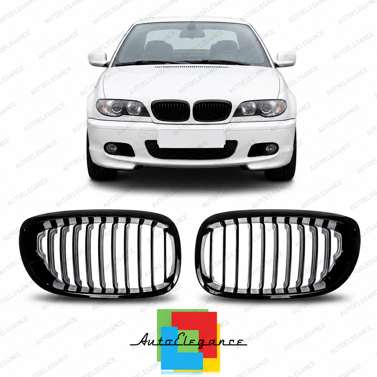 👉Griglia anteriore lucida nera adatta per BMW Serie 3 E46 Coupé Cabrio 03-07👈