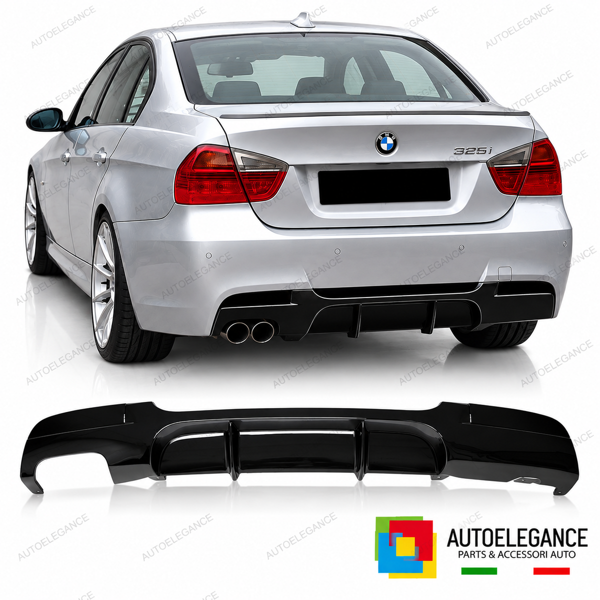 DIFFUSORE ADATTO PER BMW E90 E91 LOOK M PERFORMANCE NERO LUCIDO OO---