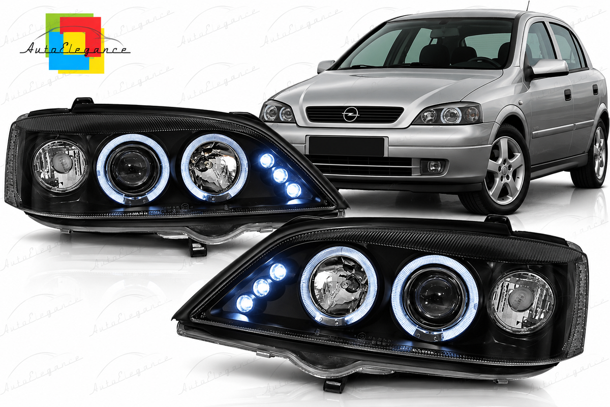 FARI ANTERIORI ANGEL EYES NERI ADATTI PER OPEL ASTRA G 02.98-02.04