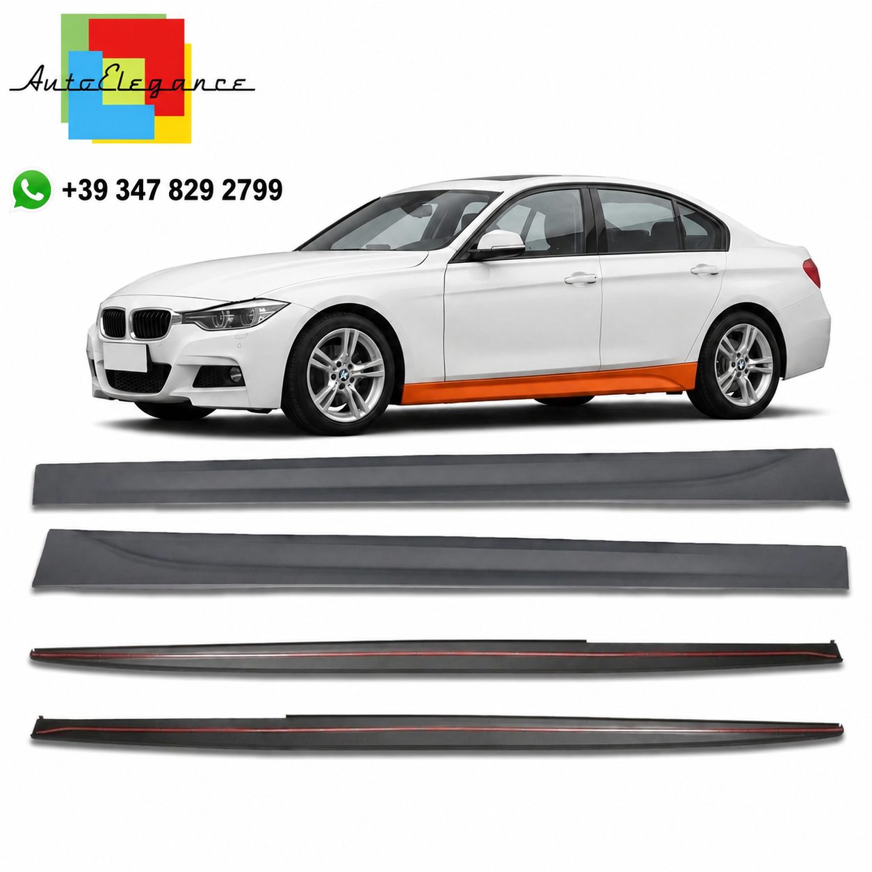 ๐Set di minigonne laterali adatto per BMW Serie 3 (F30/F31) 2011-2018๐