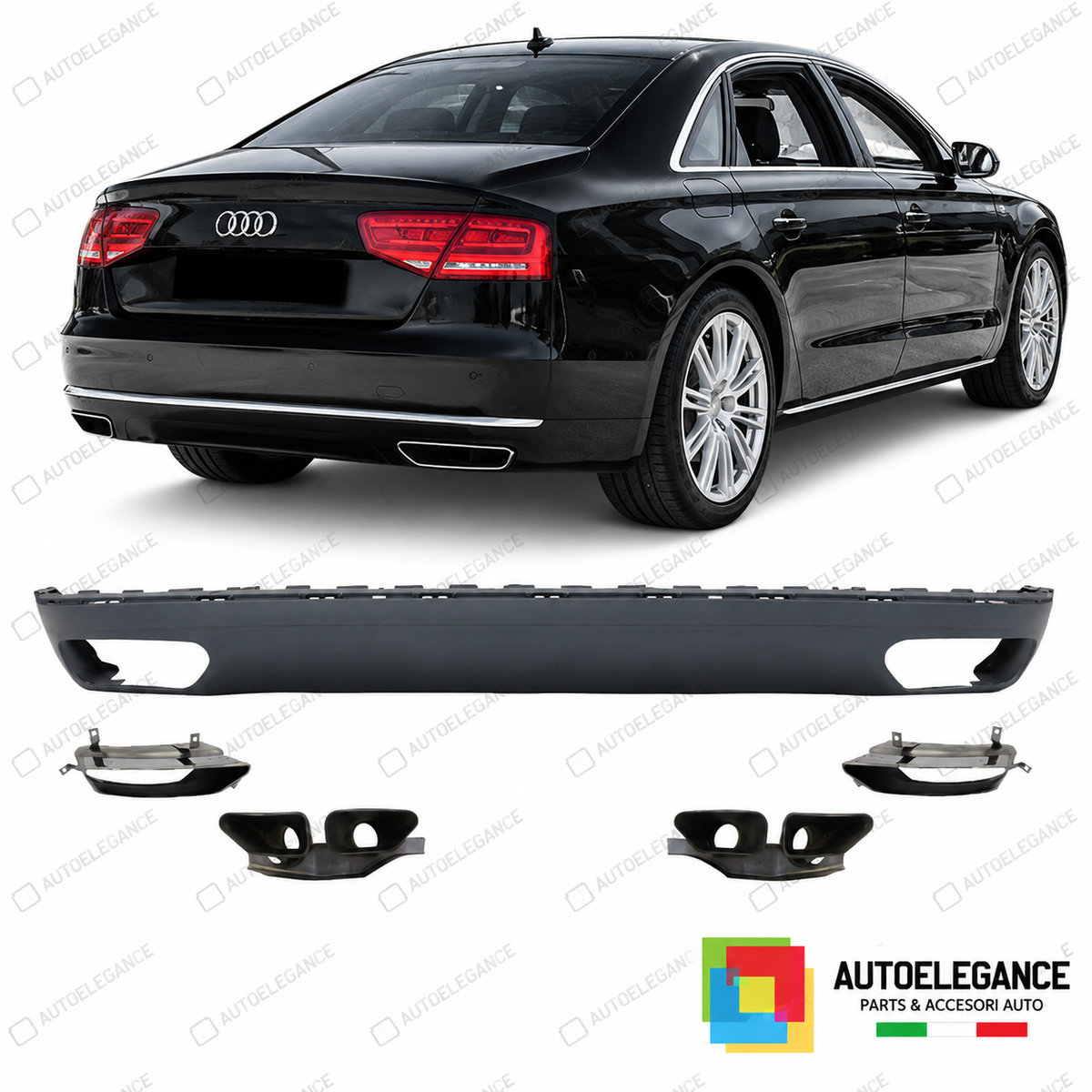 DIFFUSORE AUDI A8 11-14 LOOK W12 + TERMINALI DI SCARICO