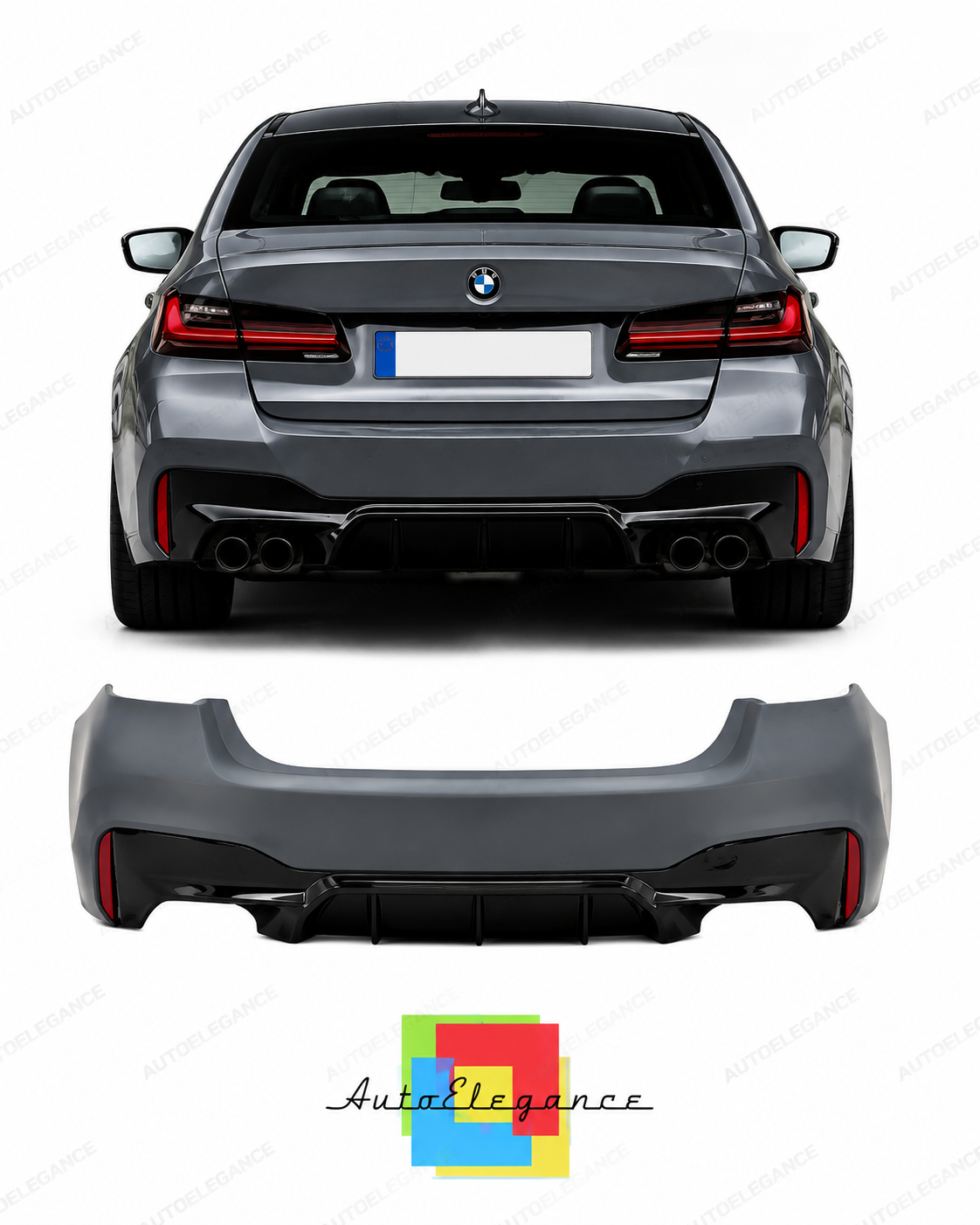 💕PARAURTI POSTERIORE BMW G30 LCI 20-23 LOOK M5 DOPPIA USCITA💕