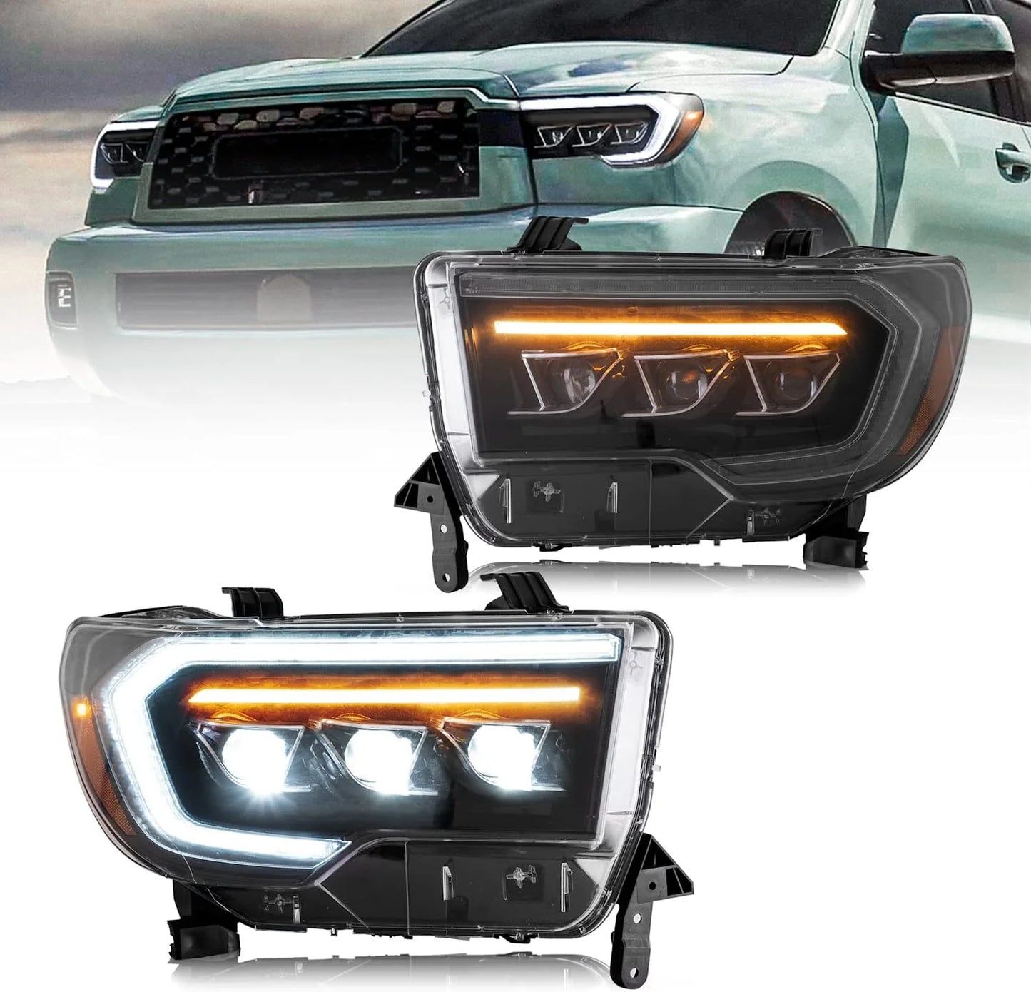 LED Headlights for Toyota Tundra 2007-2013 and Sequoia 2008-2017 2nd Generation (Fits US and Canadian Models).