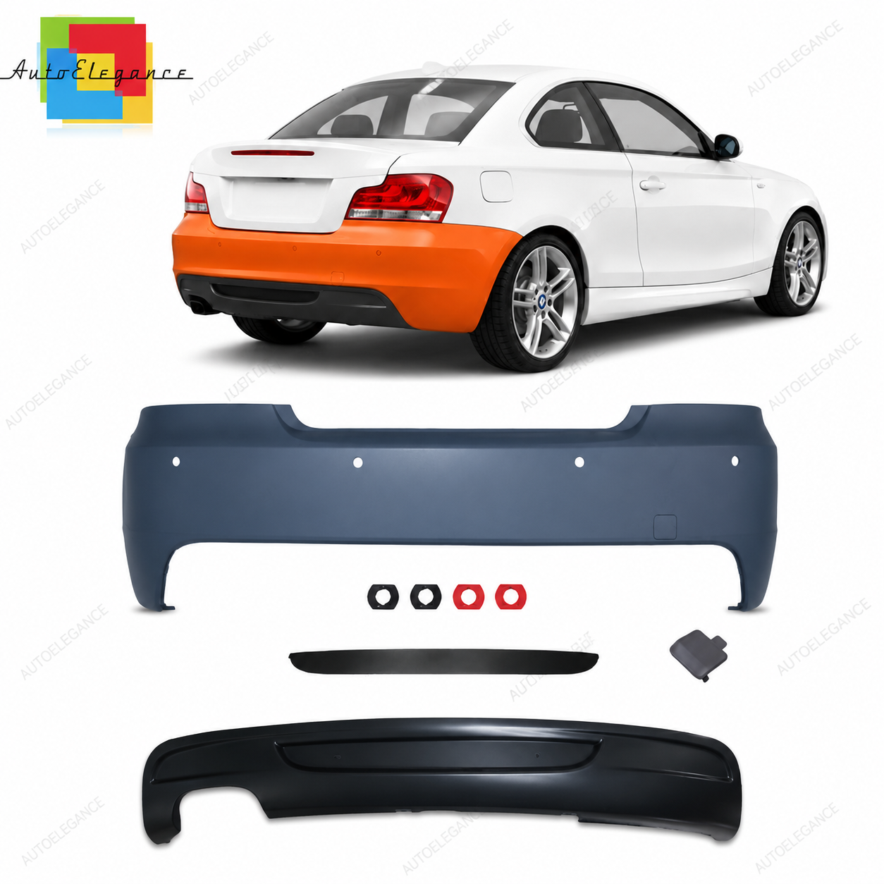 👉Paraurti posteriore con diffusore PDC adatto per BMW Serie 1 E82 E88 07-13👈