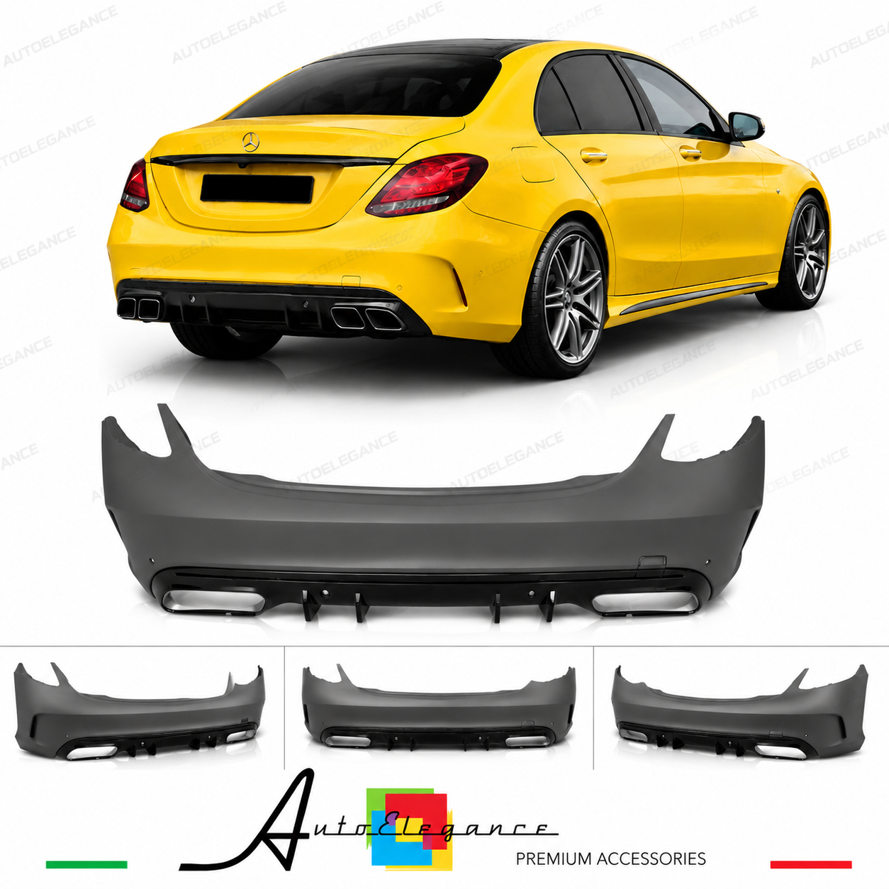 PARAURTI POSTERIORE MERCEDES CLASSE C W205 18-21 LOOK AMG C43 PDC