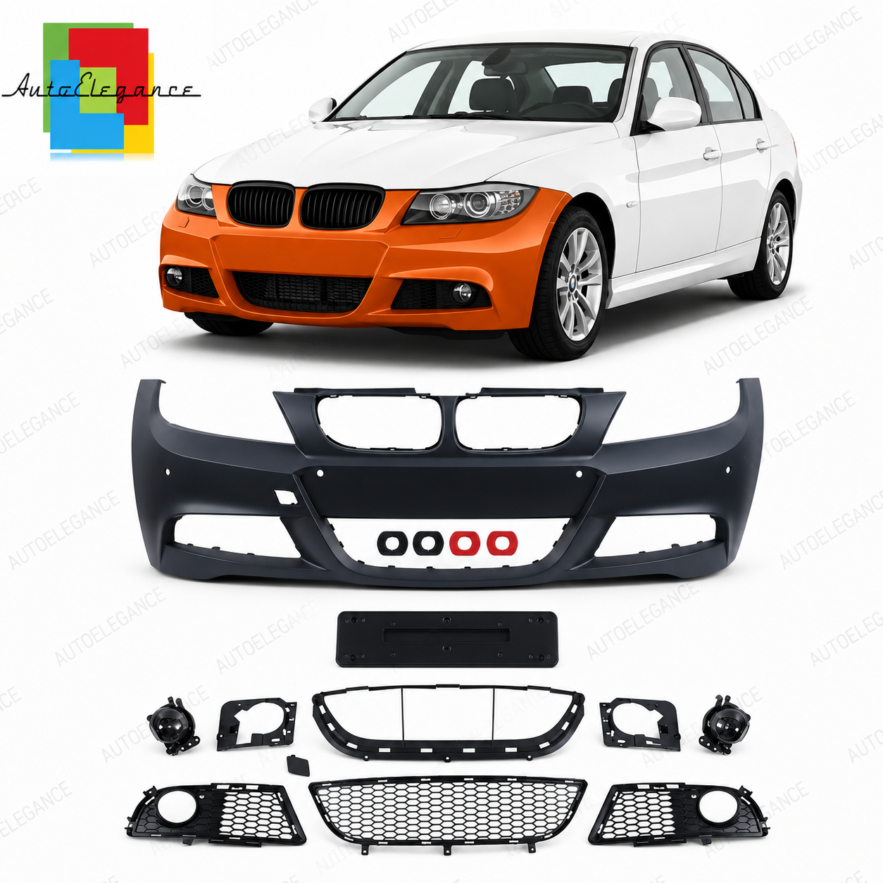 👉Paraurti Anteriore Sport PDC con Fendinebbia adatto per BMW E90/E91 08-11👈