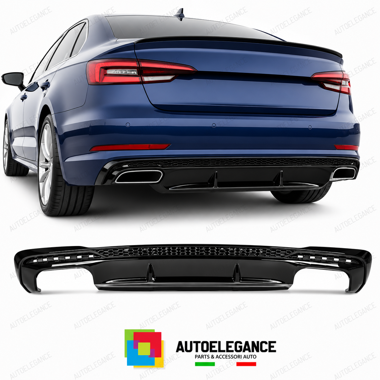 DIFFUSORE AUDI A4 B9 S LINE 19-23 LOOK S4 NERO LUCIDO