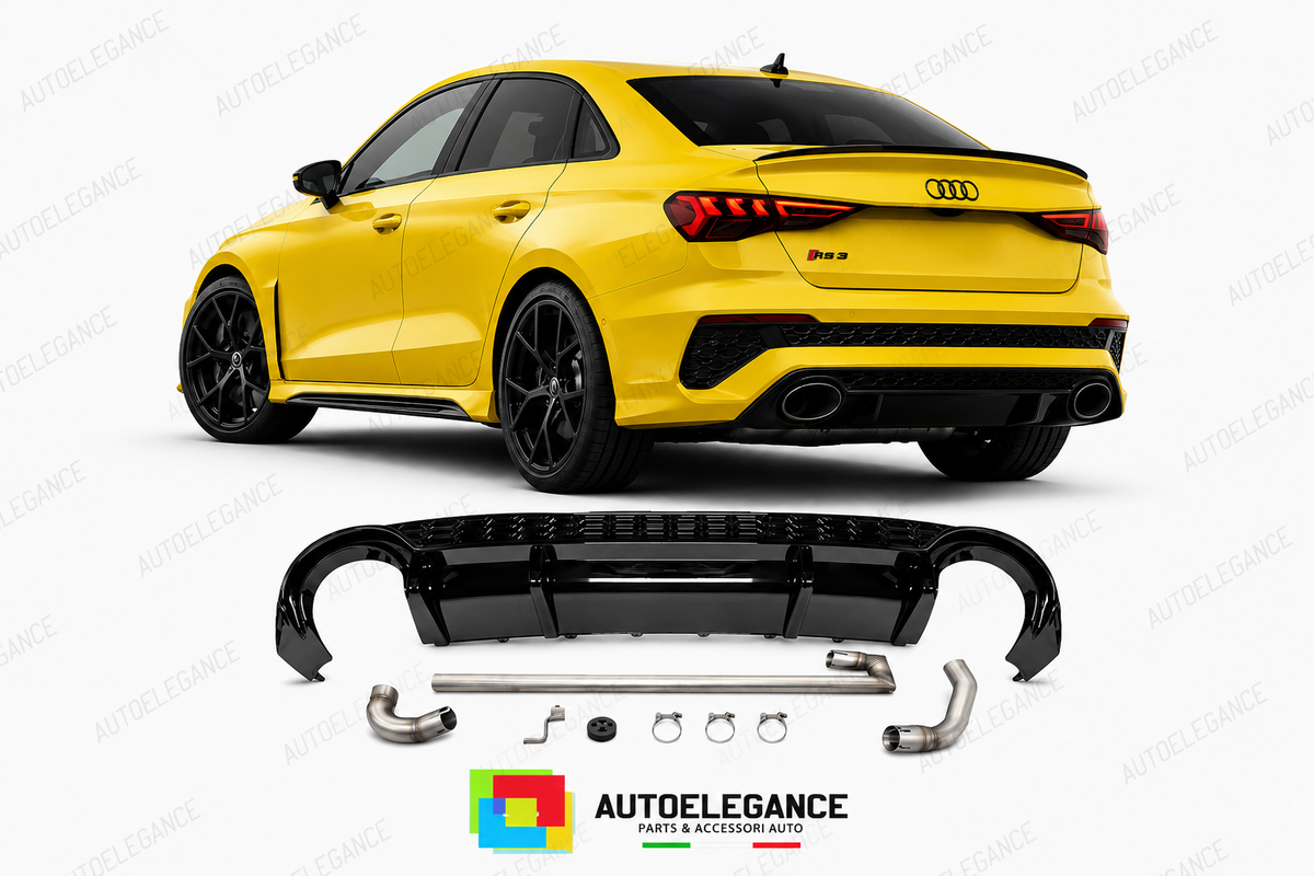 DIFFUSORE AUDI A3 21- LOOK RS3 + TERMINALE DI SCARICO