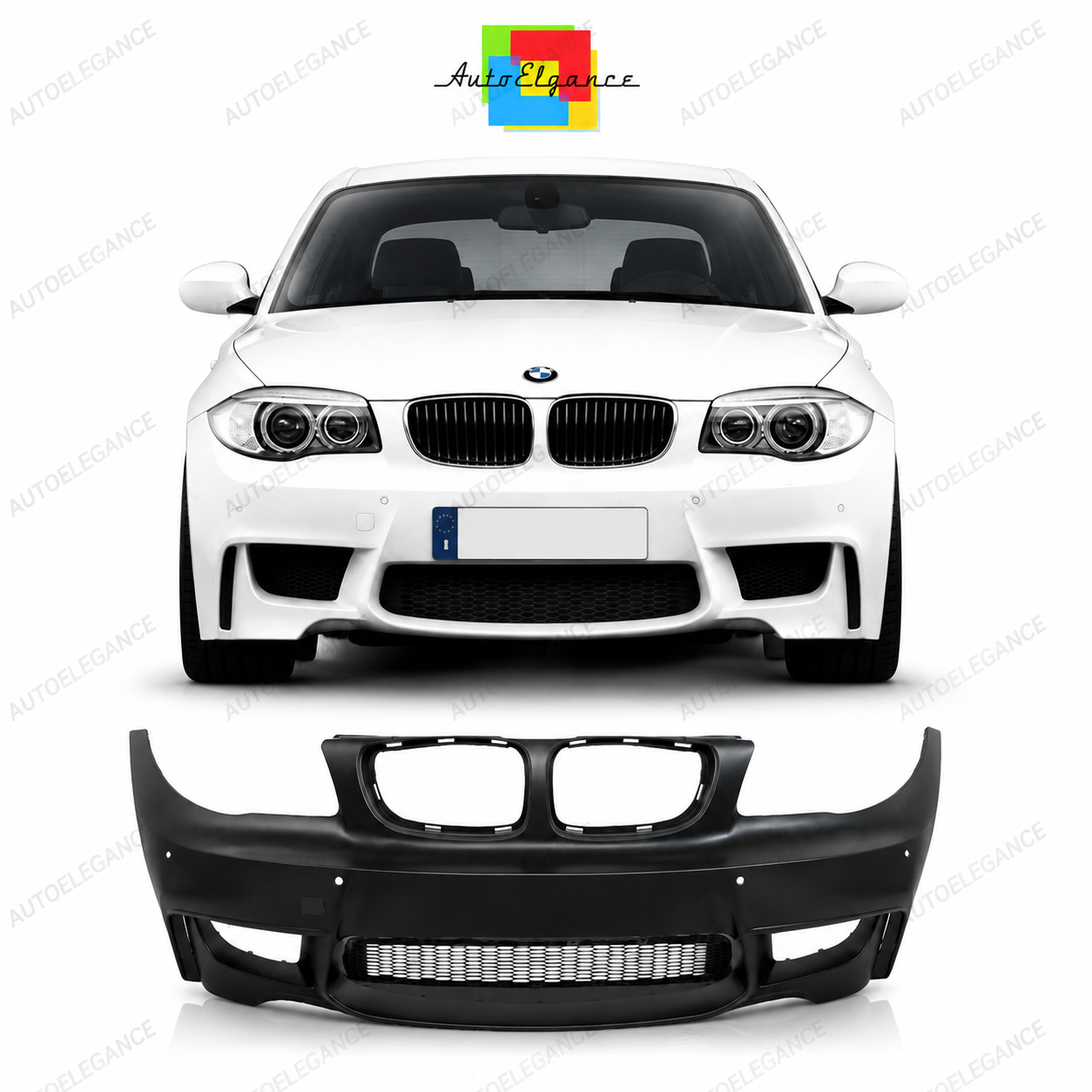 💕PARAURTI ANTERIORE BMW E81 E82 E88 04-13 LOOK 1M PDC + CONDOTTE D'ARIA 💕