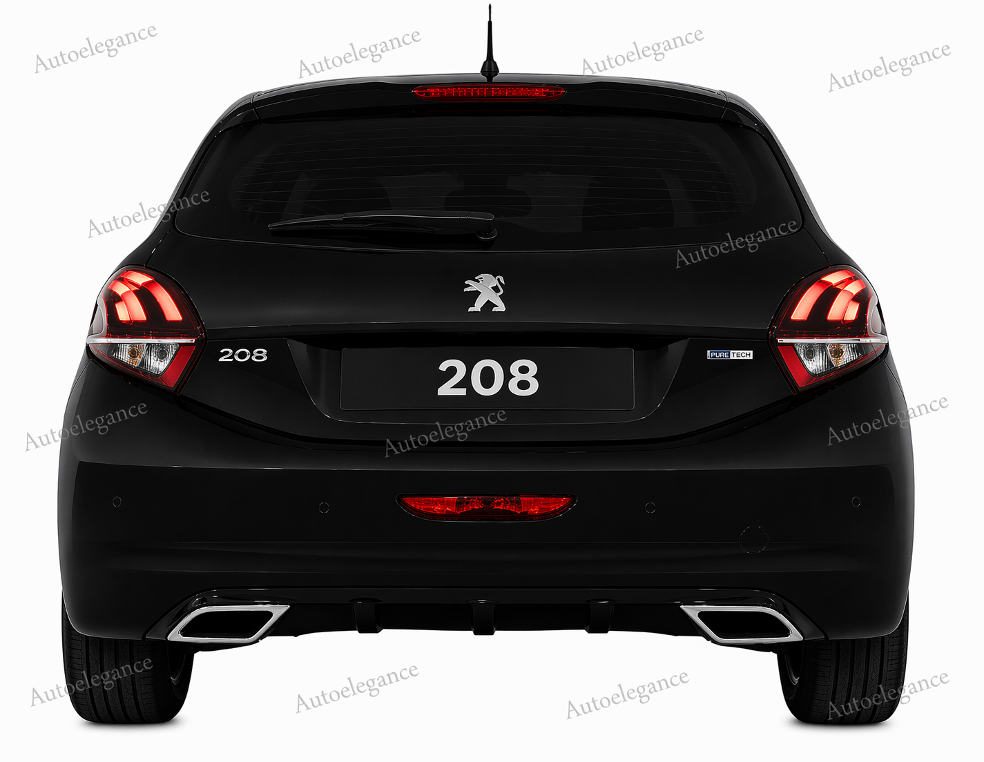 🔥ART.9565 DIFFUSORE SOTTO PARAURTI PEUGEOT 208 TERMINAL OVALI ABS NERO LUCIDO🔥
