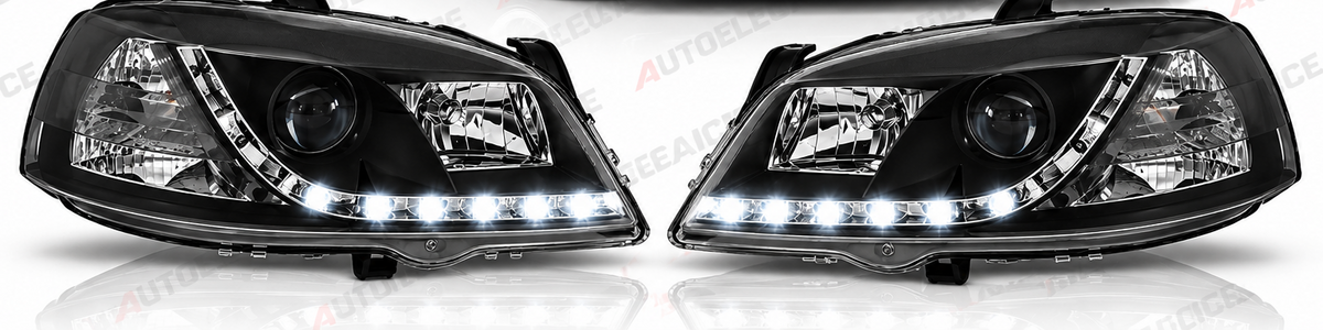 ART.11035 FARI ANTERIORI ADATTO PER OPEL ASTRA G 09.97-02.04 NERO LED