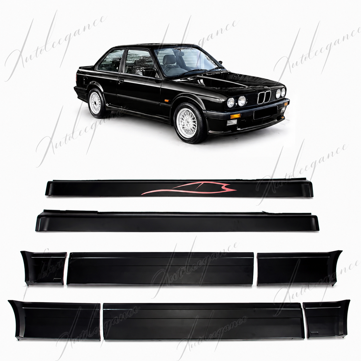 🔥ART.9722 MINIGONNE LATERALI+ PANNELLI PORTA PER BMW 3 COUPE CABRIO 1985-1994🔥