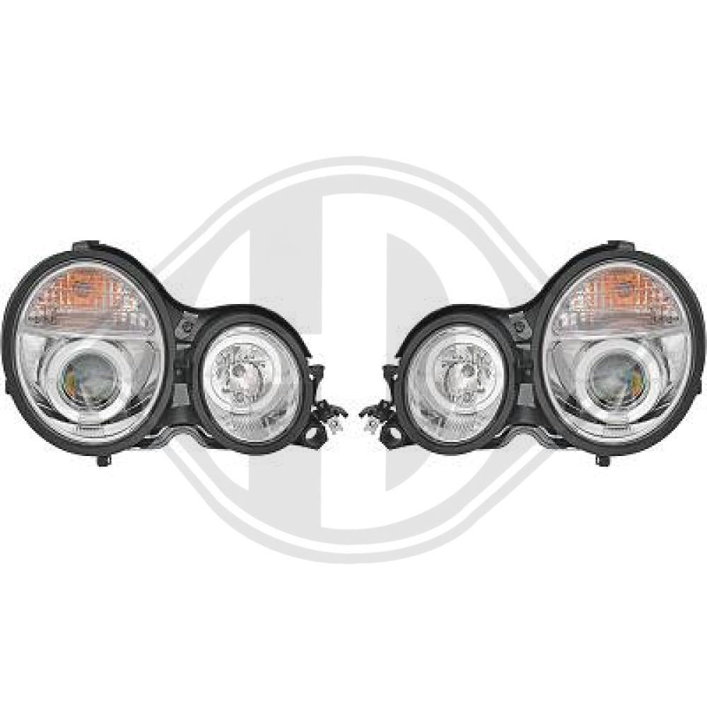 COPPIA FARI CROMATI PER MERCEDES CLASSE E W210