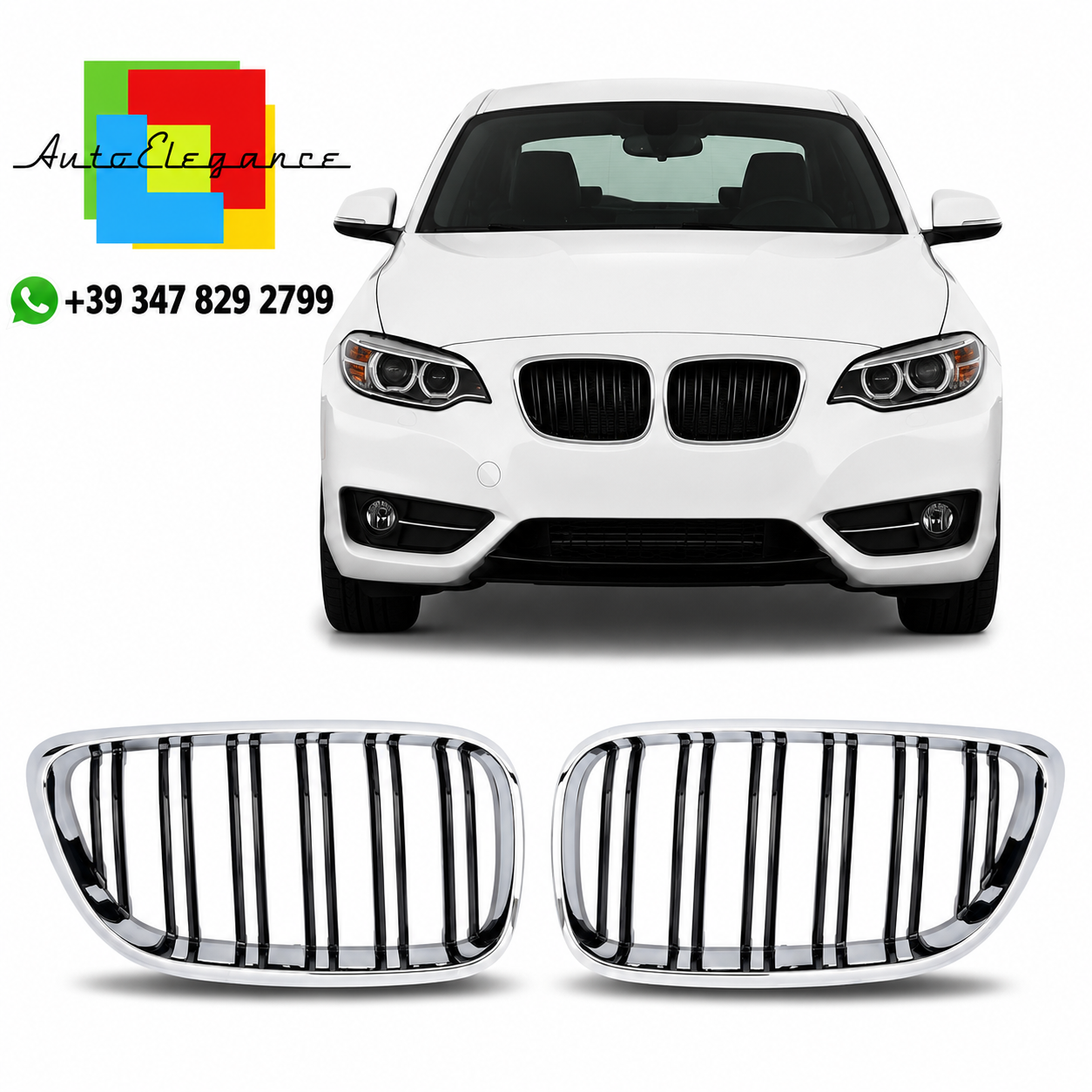 👉Griglia sportiva Dual Line cromata e nera adatta per BMW 2 F22/F23 2013-2021👈