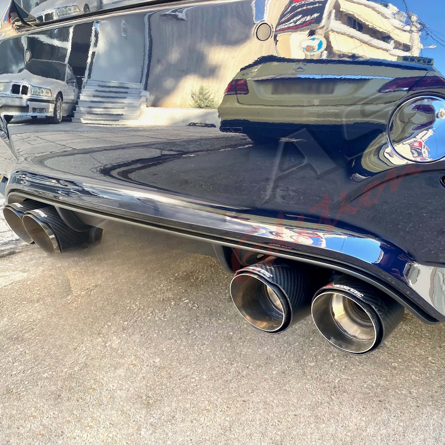 TERMINALI DI SCARICO DOPPI TIPO AKRAPOVIC ADATTO PER ALFA ROMEO GIULIA (Out 89mm - In 63mm)