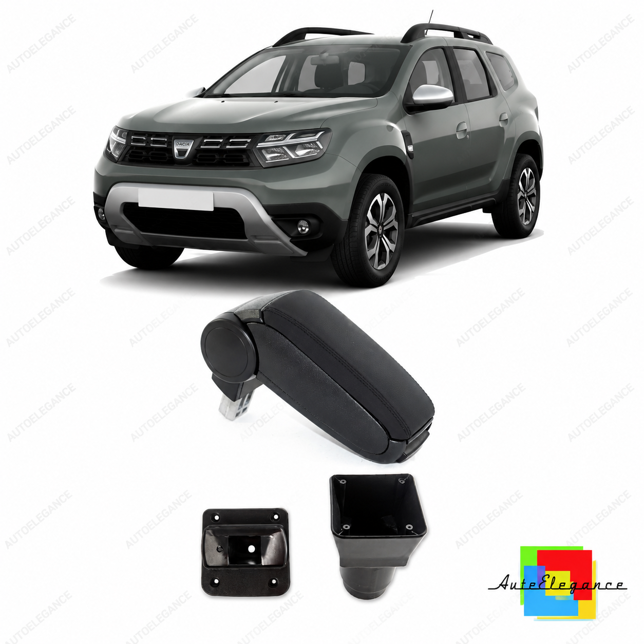 👉Bracciolo in pelle PU nera con vano portaoggetti Dacia Duster 18-presente👈