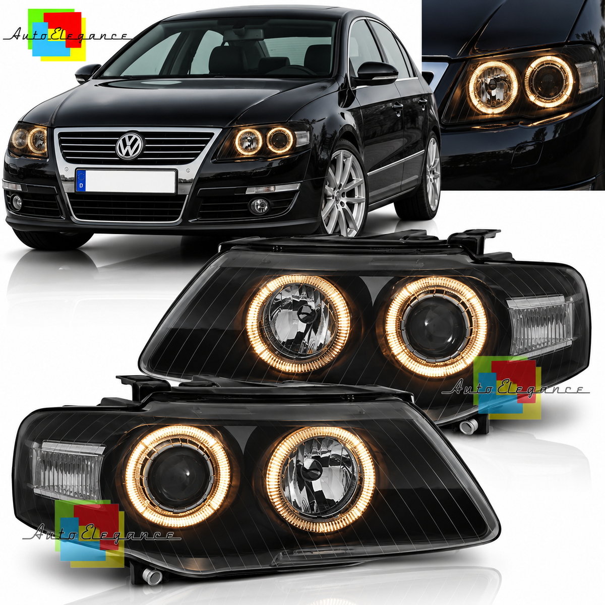 FARI ANGEL EYES NERI ADATTI PER VW PASSAT B6 3C 03.05-10