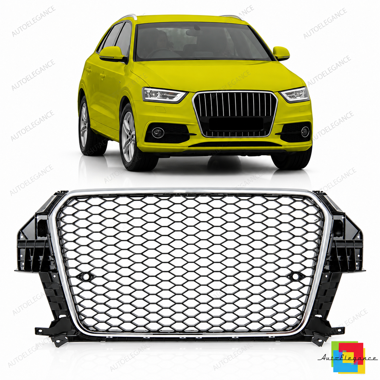 👉Griglia anteriore cromata lucida nera adatta per Audi Q3 8U 2011-2014👈