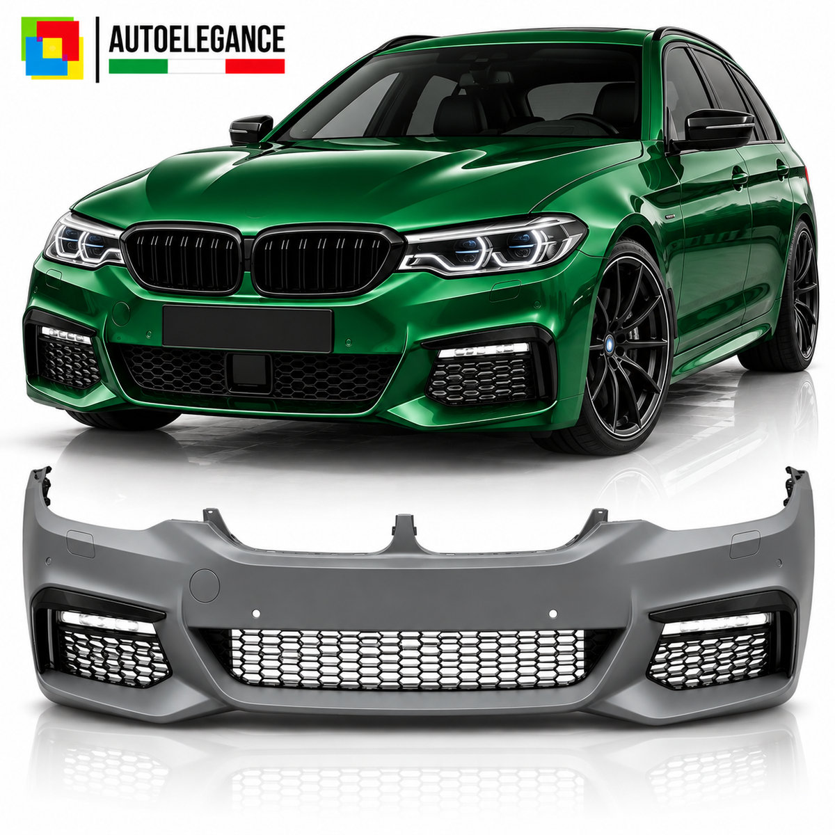 PARAURTI ANTERIORE SPORT CROMO NERO PDC ADATTO PER BMW G30 G31 17-20 LOOK M