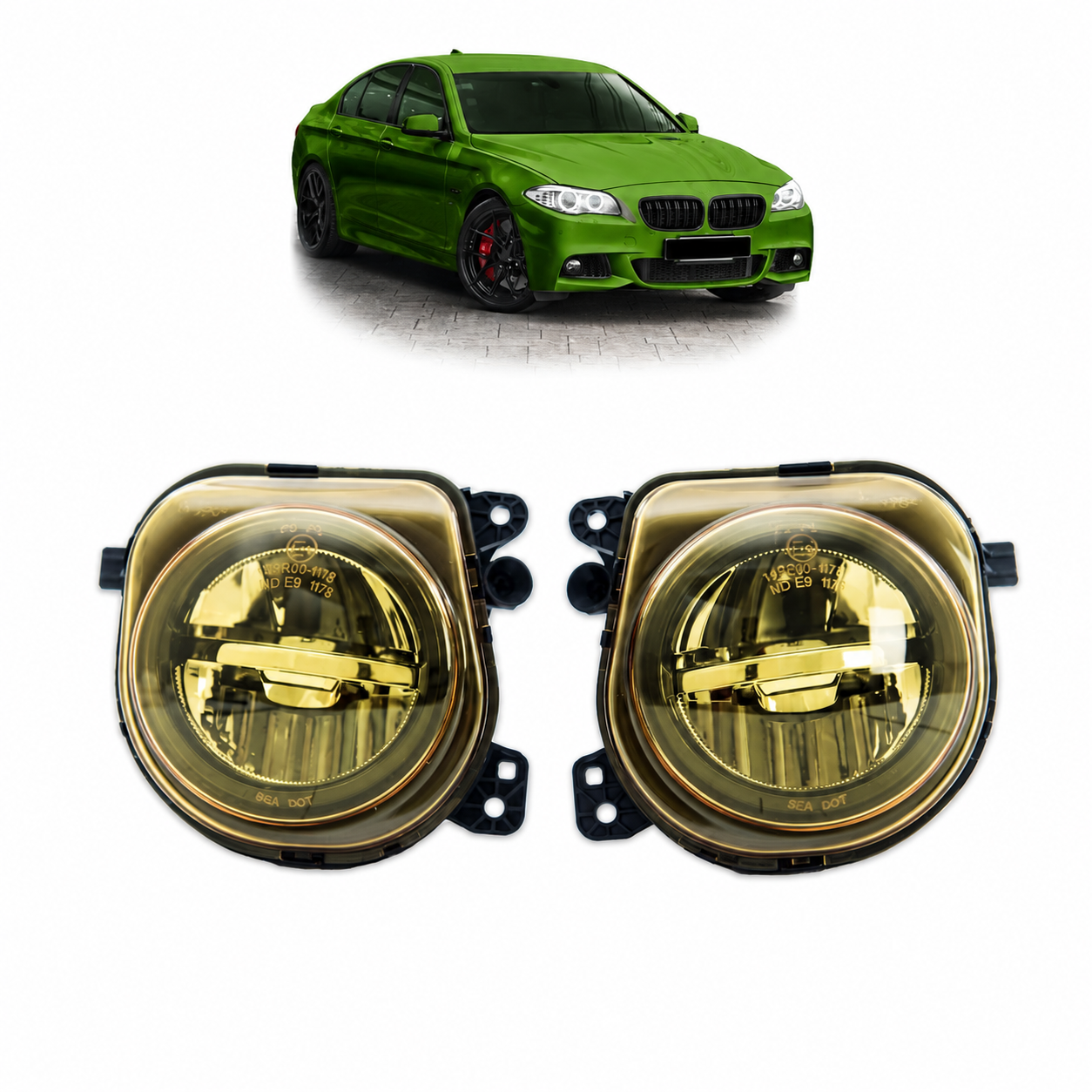 👉Set di fari fendinebbia gialli adatto per BMW Serie5 F10 F11 Restyling 13-17👈