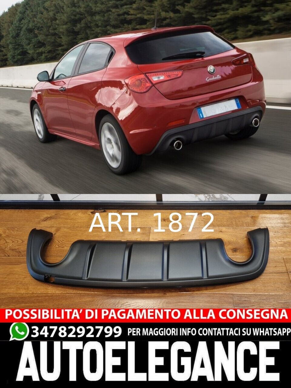 ALFA ROMEO GIULIETTA UNDER BUMPER DAM DIFFUSER DOUBLE EXHAUST ABS / PLASTIC