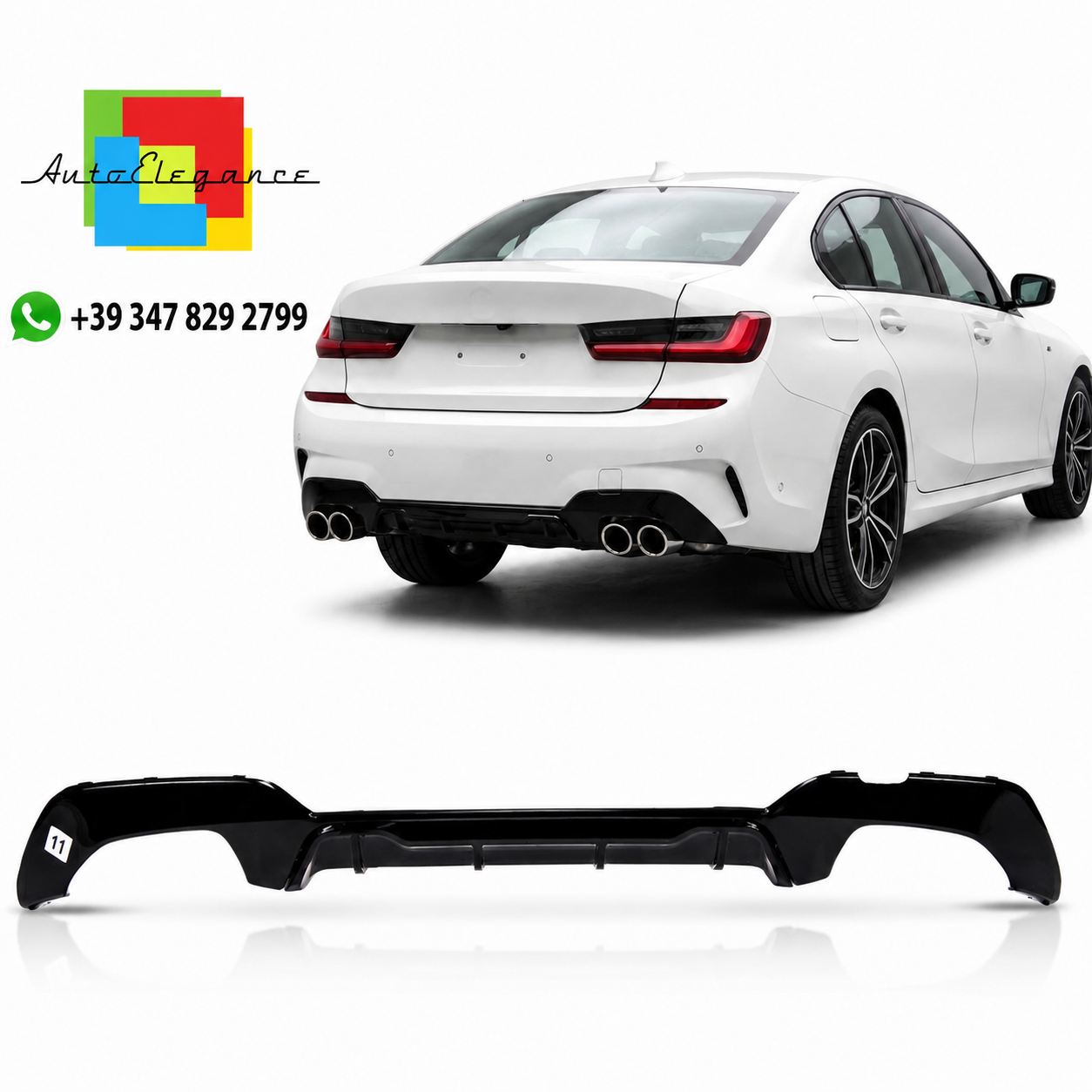 💫Diffusore posteriore Nero Lucido adatto per BMW Serie 3 G20 G21 340i (19-22)💫 (Copia)